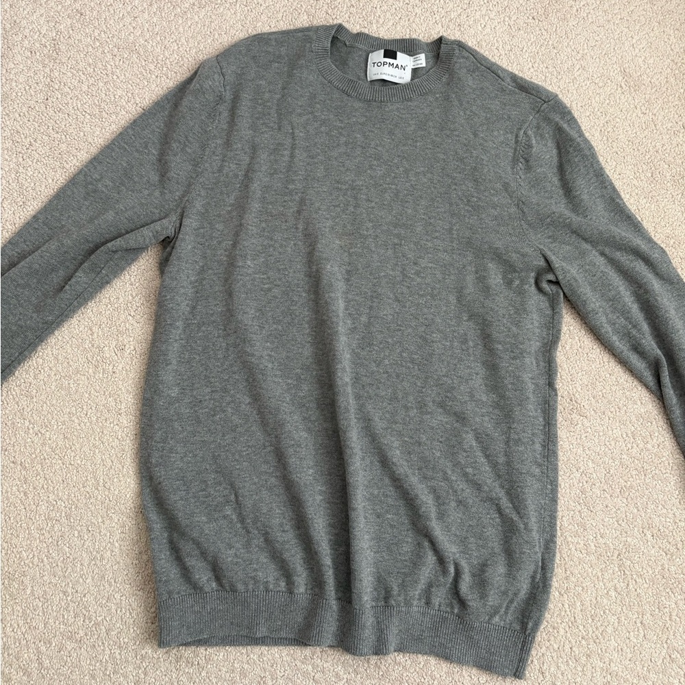 Topman Grey Crew Neck Pullover Sweater